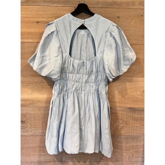 Jonathan SIMKHAI Echo Pleated Organdy Bubble Hem Mini Dress size 6 - Picture 4 of 13